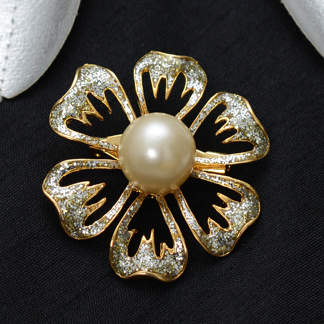 Floral 6 Petal Stone Studded Brooch Brooch