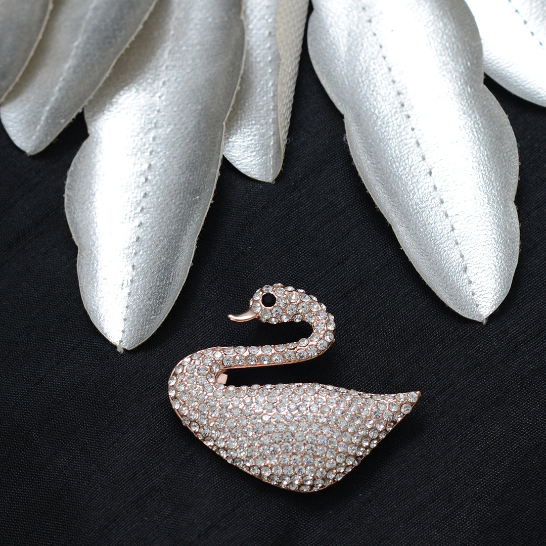 Rose Gold Swaroski Swan Stone studded brooch Brooch