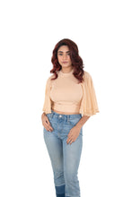 Load image into Gallery viewer, Hosiery Blouses- Butterfly Sleeves -  Tan - Blouse featured