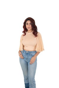 Hosiery Blouses- Butterfly Sleeves -  Tan - Blouse featured