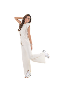 Luxe Front Pocket Feel at Home co-ord set off white lounge wear featured
