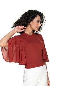 Hosiery Blouses- Butterfly Sleeves - Rust - Blouse featured