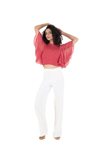Hosiery Blouses- Butterfly Sleeves - Vermilion Red - Blouse featured