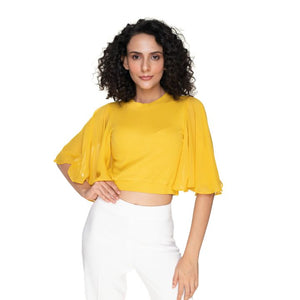 Hosiery Blouses- Butterfly Sleeves - Mango Yellow - Blouse featured