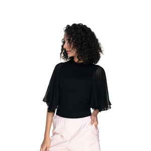 Hosiery Blouses- Butterfly Sleeves - Black - Blouse featured
