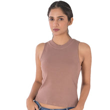 Load image into Gallery viewer, Sleeveless Hosiery Blouses - Light Brown - Blouse featured