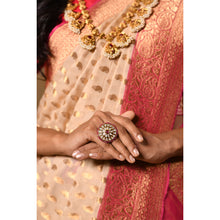 Load image into Gallery viewer, Ivory and Red Georgette Saree Saree