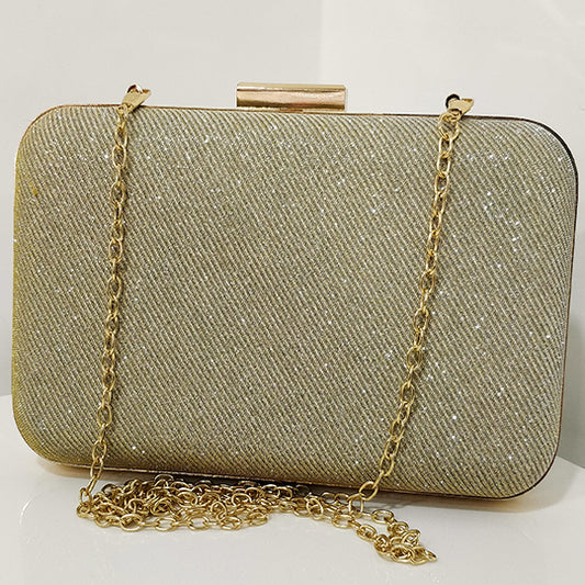 Glitter Frosted Evening Clutches - Rectangular Golden Clutch