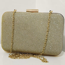Load image into Gallery viewer, Glitter Frosted Evening Clutches - Rectangular Golden Clutch