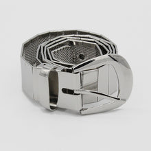 Load image into Gallery viewer, Silver metallic hip belt featured