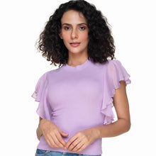 Load image into Gallery viewer, Hosiery Blouses- Flutter Sleeves - Lavender - Blouse featured
