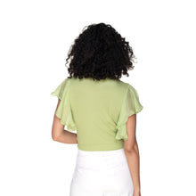 Load image into Gallery viewer, Hosiery Blouses- Flutter Sleeves - Lime Green - Blouse featured