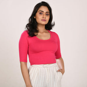 Cotton Rayon Blouses - Elbow Sleeves Blouse