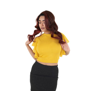 Hosiery Blouses- Flutter Sleeves - Mango Yellow - Blouse featured