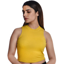 Load image into Gallery viewer, Sleeveless Hosiery Blouses - Mango Yellow - Blouse featured
