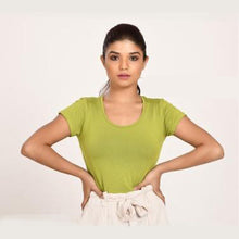 Load image into Gallery viewer, 100% Cotton Rayon Blouses Moss Green Blouse