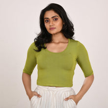 Load image into Gallery viewer, Cotton Rayon Blouses - Elbow Sleeves Moss Green Bust size 28-40 Blouse