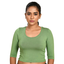 Load image into Gallery viewer, Cotton Rayon Blouses - Elbow Sleeves Pickle green Bust size 28-40 Blouse