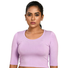Load image into Gallery viewer, Cotton Rayon Blouses Plus Size - Elbow Sleeves Plum Bust size 42-48 Blouse