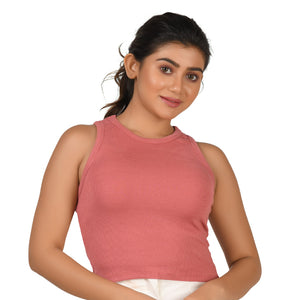 Hosiery Blouse- Sleeveless - Rose Pink - Blouse featured
