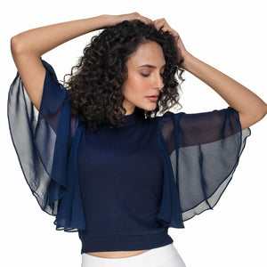 Hosiery Blouses- Butterfly Sleeves - Royal Blue - Blouse featured