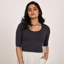 Load image into Gallery viewer, Cotton Rayon Blouses Plus Size - Elbow Sleeves Shadow Grey Bust size 42-48 Blouse