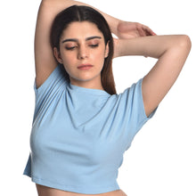Load image into Gallery viewer, Boat Neck Blouse - Sky Blue - Blouse featured