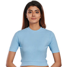 Load image into Gallery viewer, Hosiery Blouses - Sky Blue - Blouse featured