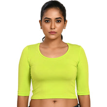 Load image into Gallery viewer, Cotton Rayon Blouses Plus Size - Elbow Sleeves Chartreuse Bust size 42-48 Blouse