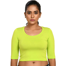 Load image into Gallery viewer, Cotton Rayon Blouses - Elbow Sleeves Chartreuse Bust size 28-40 Blouse