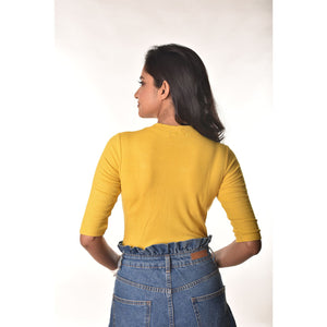 Hosiery Blouses - Elbow Sleeves - Mango Yellow - Blouse featured