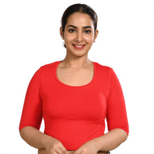 Load image into Gallery viewer, Cotton Rayon Blouses - Elbow Sleeves Red Bust size 28-40 Blouse