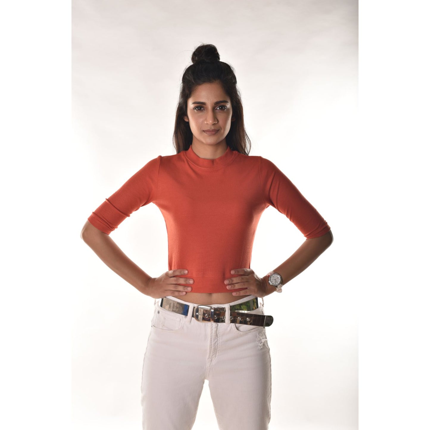 Hosiery Blouses - Elbow Sleeves - Brick Red - Blouse featured