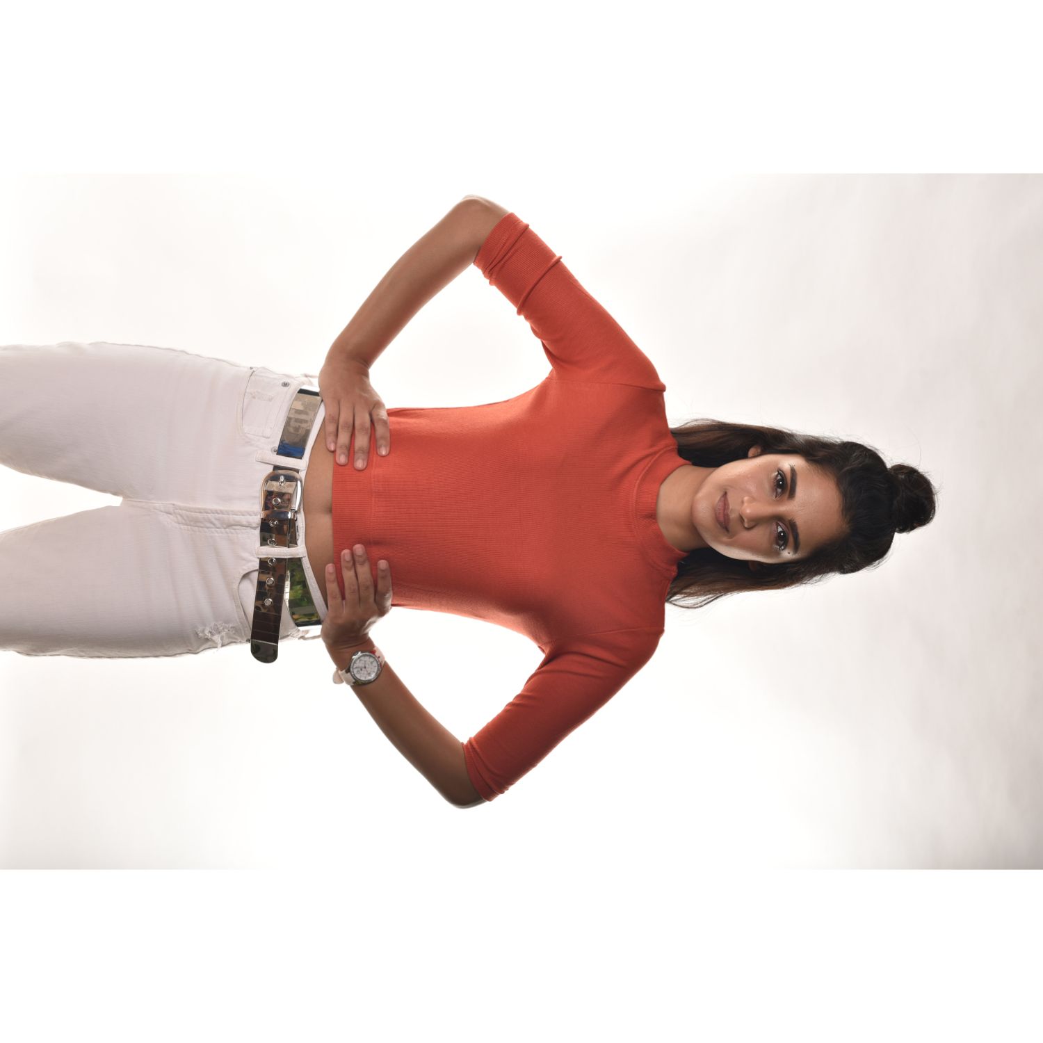 Hosiery Blouses - Elbow Sleeves - Brick Red - Blouse featured