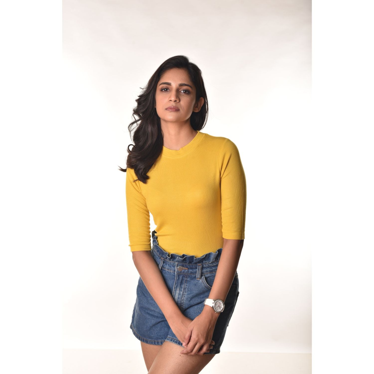 Hosiery Blouses - Elbow Sleeves - Mango Yellow - Blouse featured