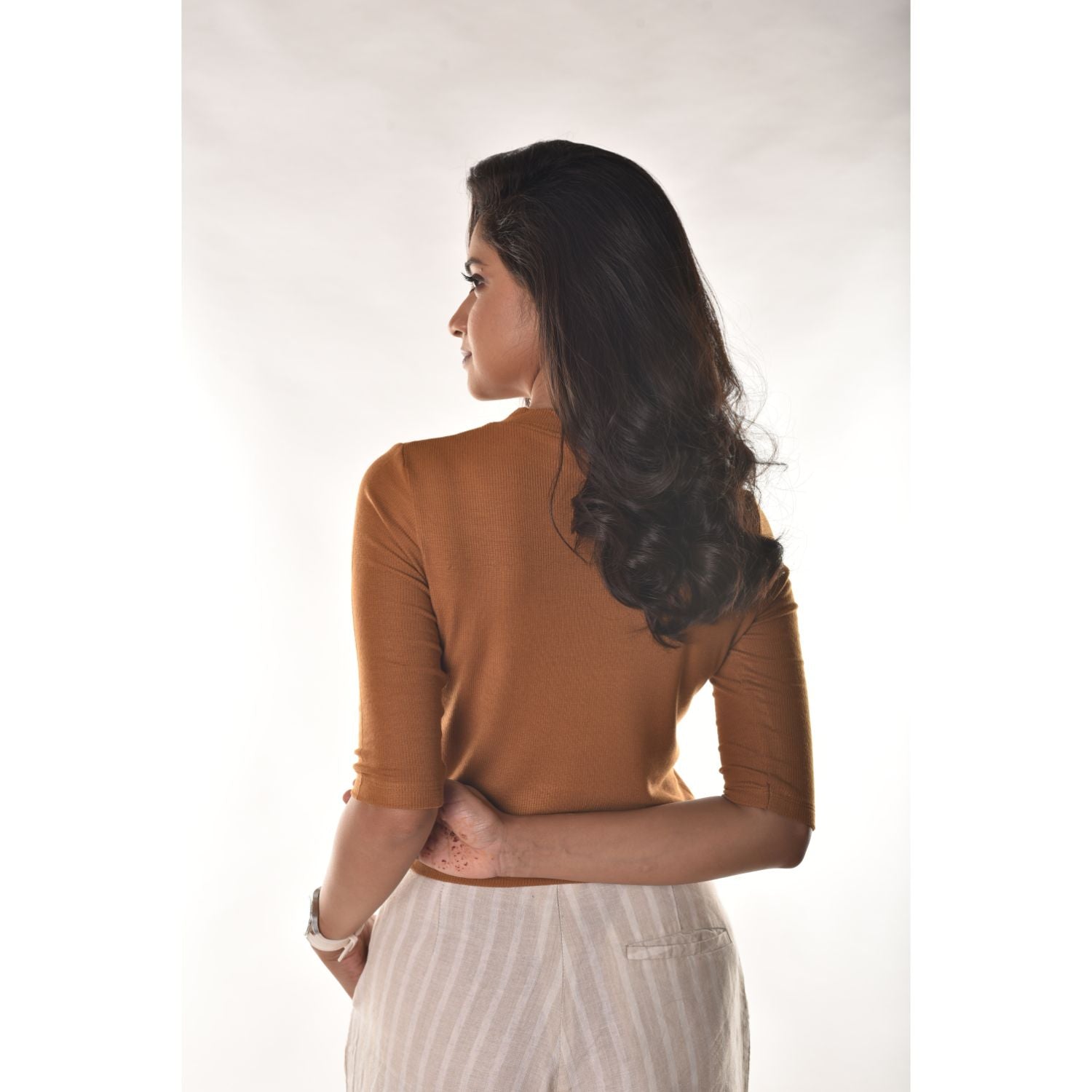 Hosiery Blouses - Elbow Sleeves - Mustard - Blouse featured