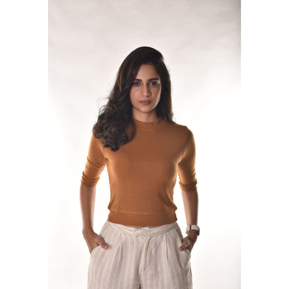 Hosiery Blouses - Elbow Sleeves - Mustard - Blouse featured