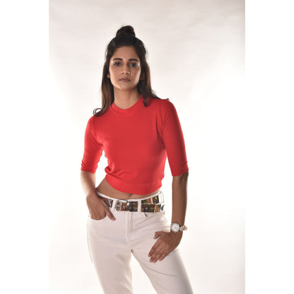 Hosiery Blouses - Elbow Sleeves - Red - Blouse featured