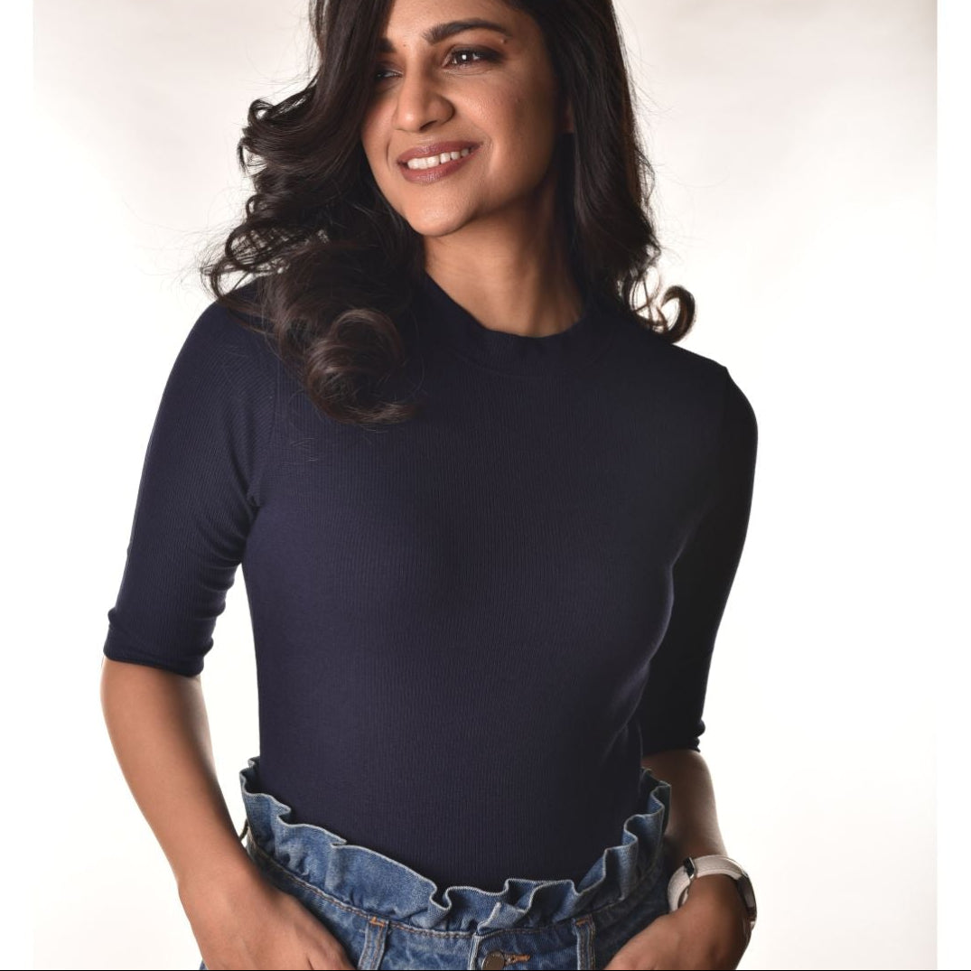 Hosiery Blouses - Elbow Sleeves - Royal Blue - Blouse featured