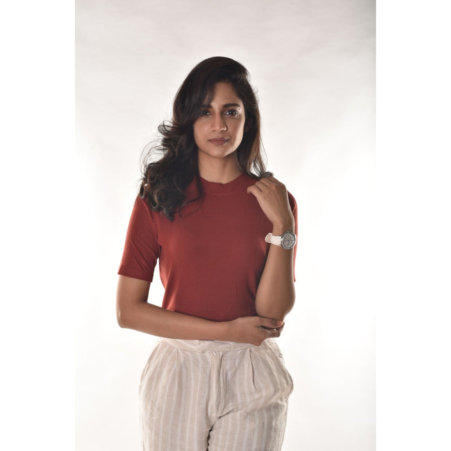 Hosiery Blouses - Elbow Sleeves - Rust - Blouse featured