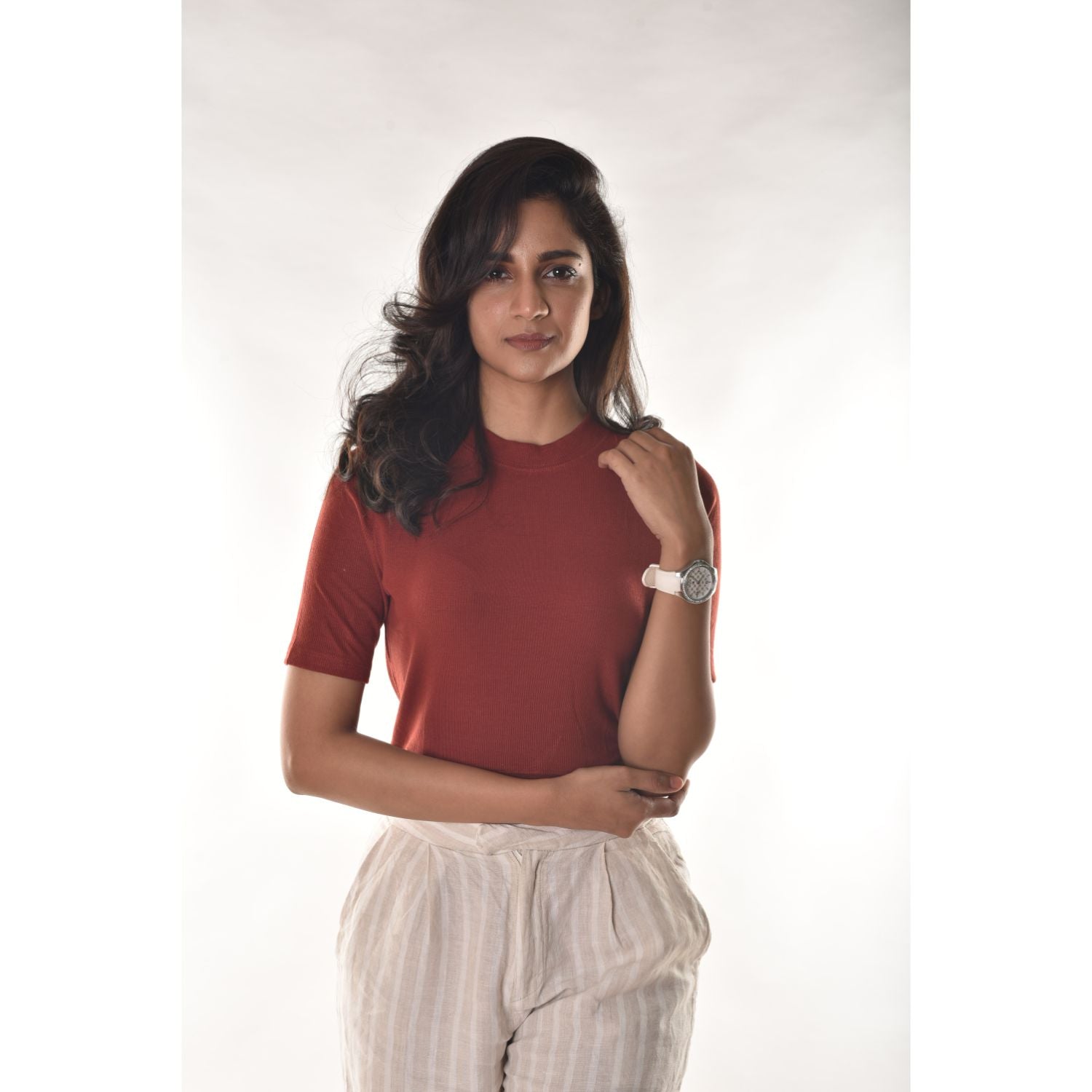 Hosiery Blouses - Elbow Sleeves - Rust - Blouse featured