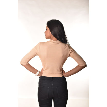 Hosiery Blouses - Elbow Sleeves - Tan - Blouse featured
