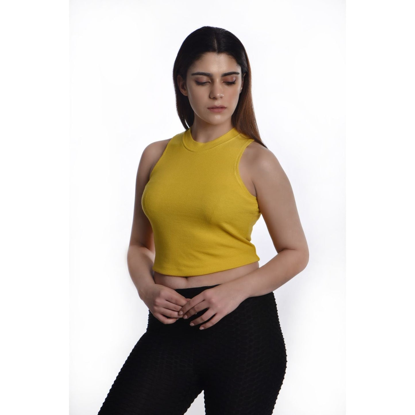 Sleeveless Hosiery Blouses - Mango Yellow - Blouse featured