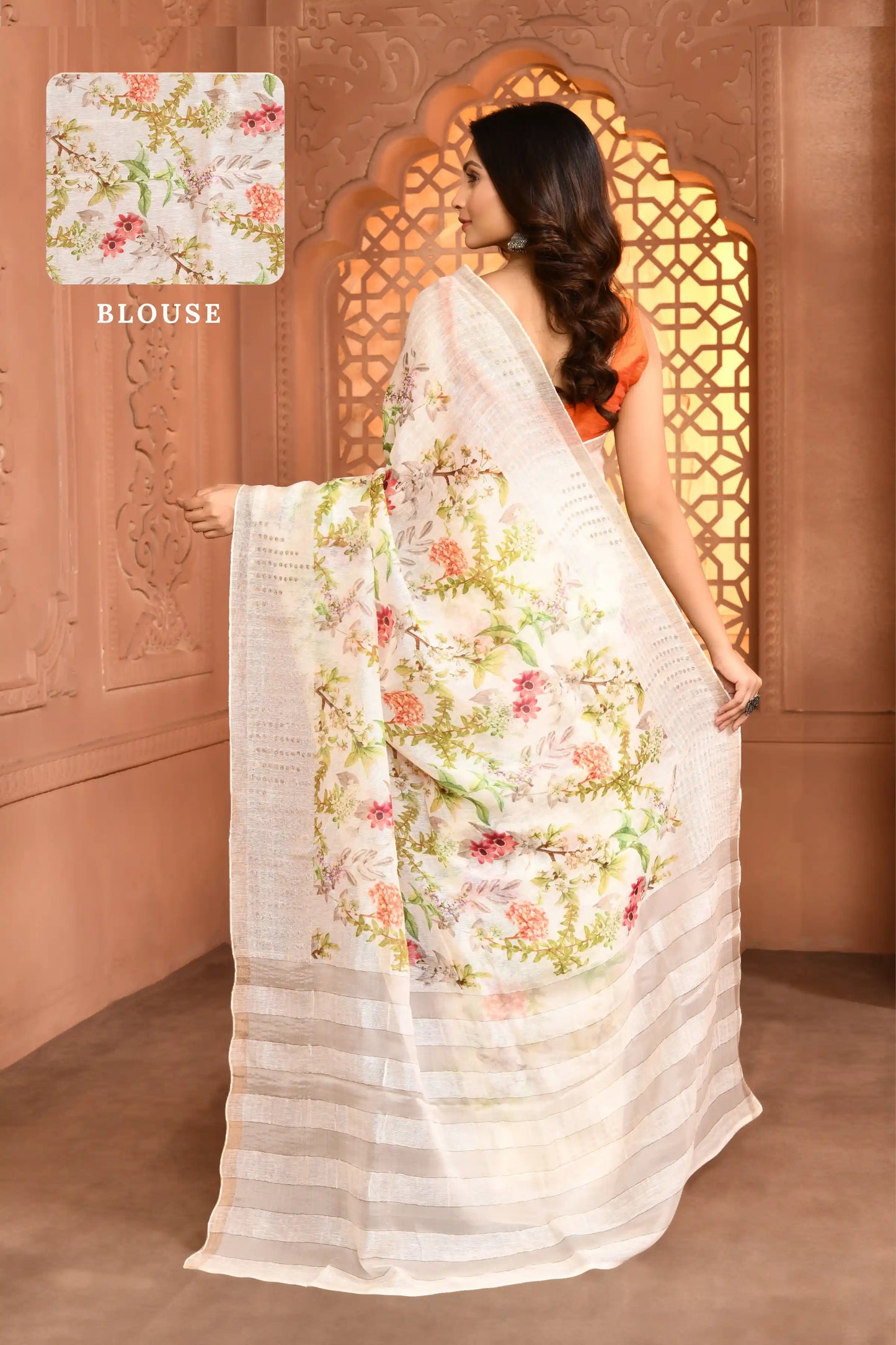 Indira Lenin Kora Saree Pastel White featured