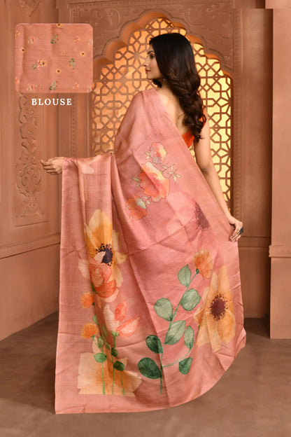 Lekha Wanderer Saree Terracotta Pink featured