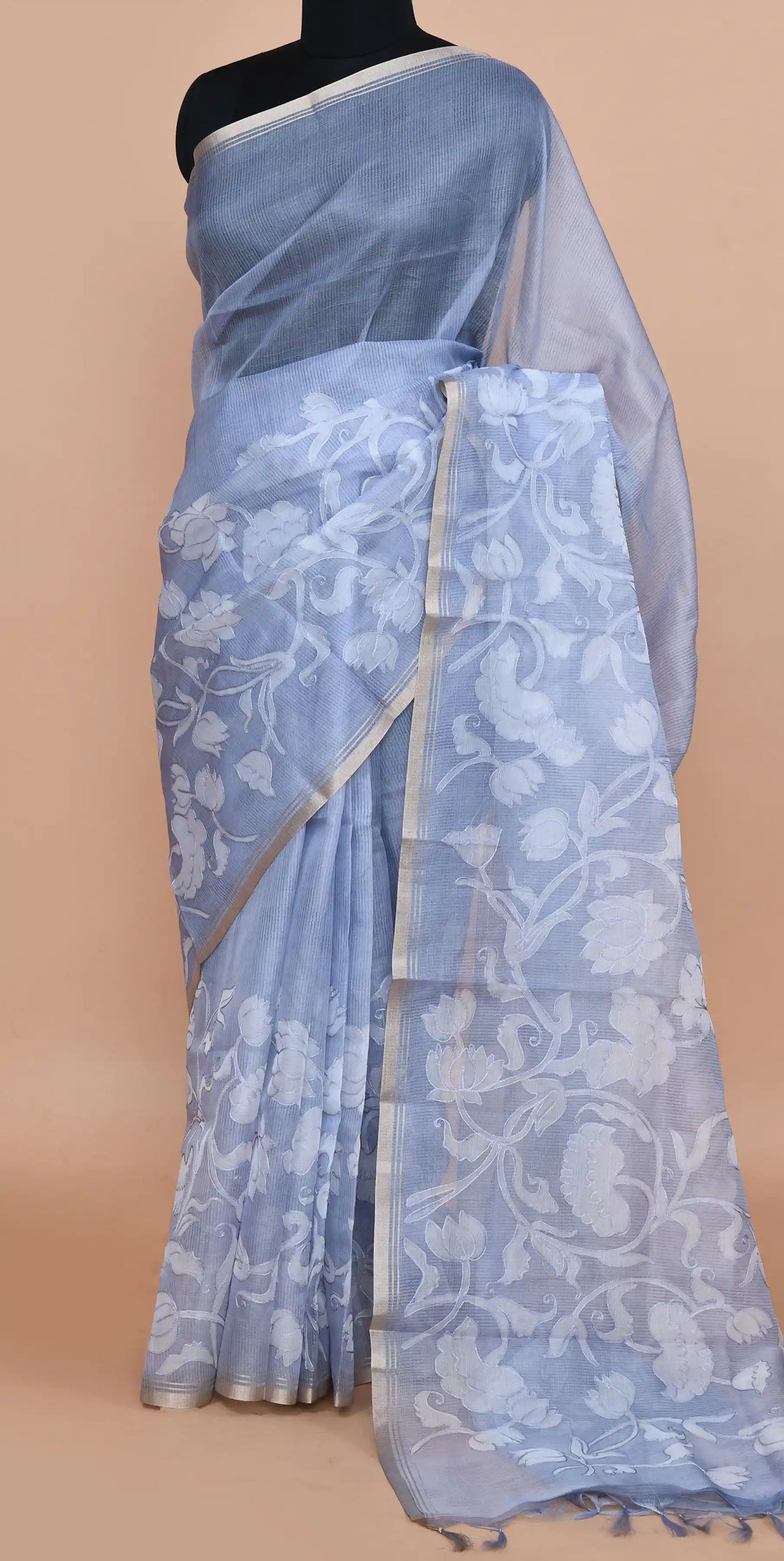 Veda Periwinkle Blue Saree featured