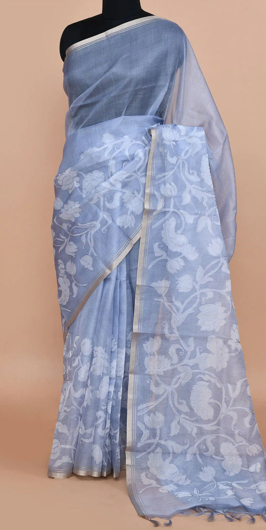 Veda Periwinkle Blue Saree featured