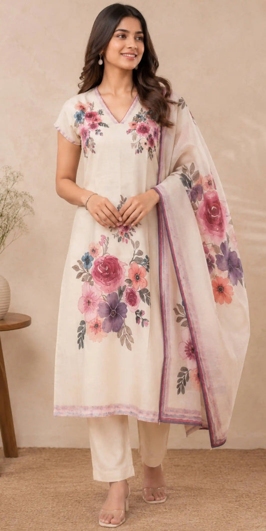 Bouquet Applique Chanderi featured
