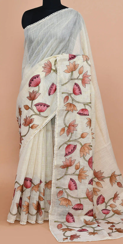 Tirzah Coral Pink & Ochre Saree featured