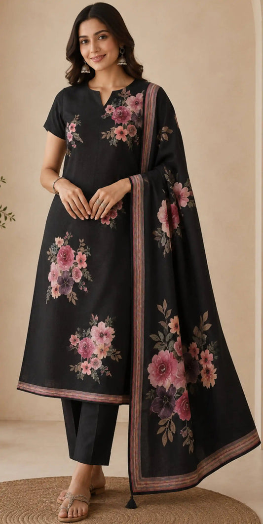 Botanical Bloom Chanderi Kurti Set Kurti Set featured